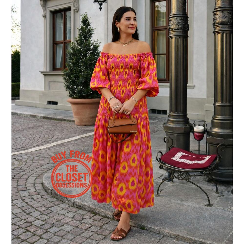 ZARA Blogger Fave Smocked Off-Shoulder Maxi Dress NWT - Picture 4 of 16